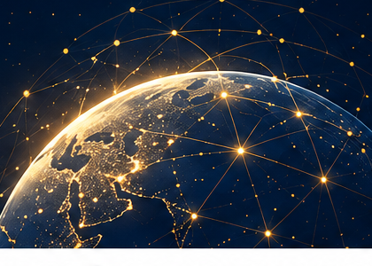 Stylised world network map